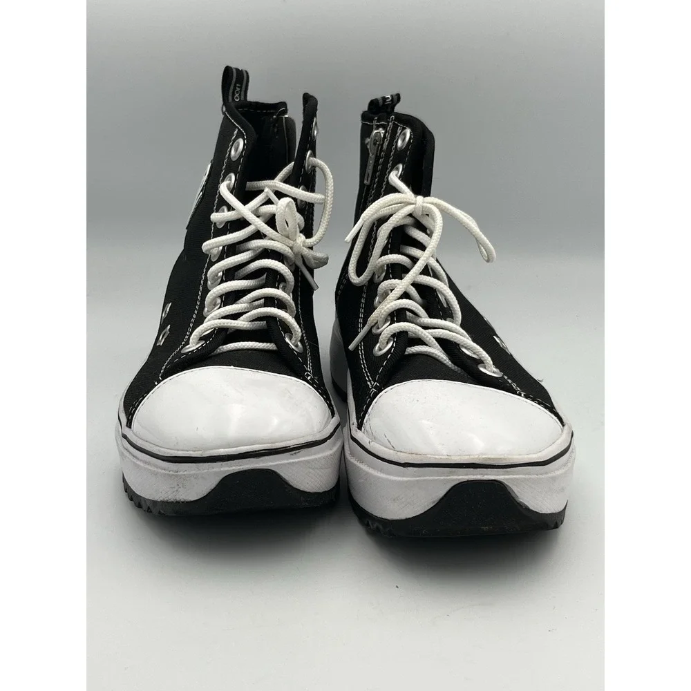 Justice Sport Hightop Canvas Lugbottom Sneakers Big Girls Black Sz4 Lace Zip